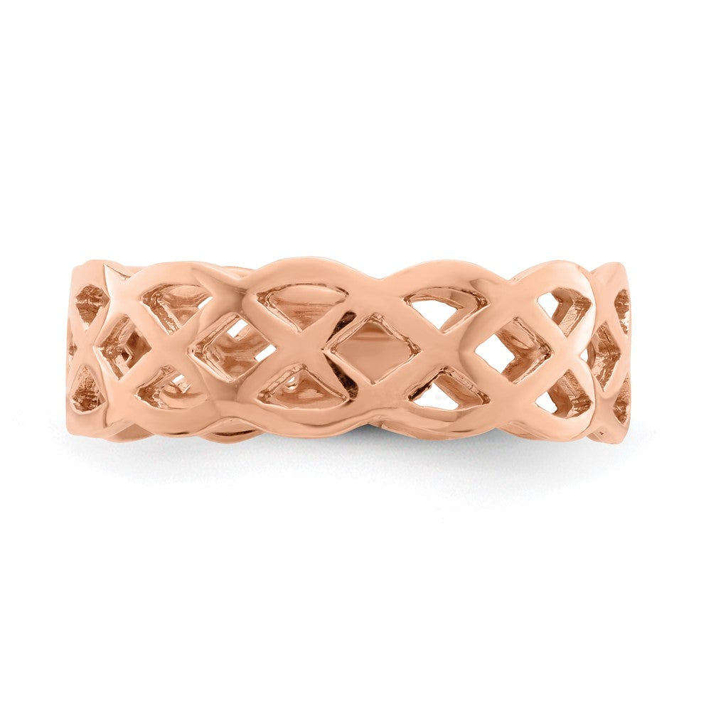 14K Rose Polished Weave Ring Size 7