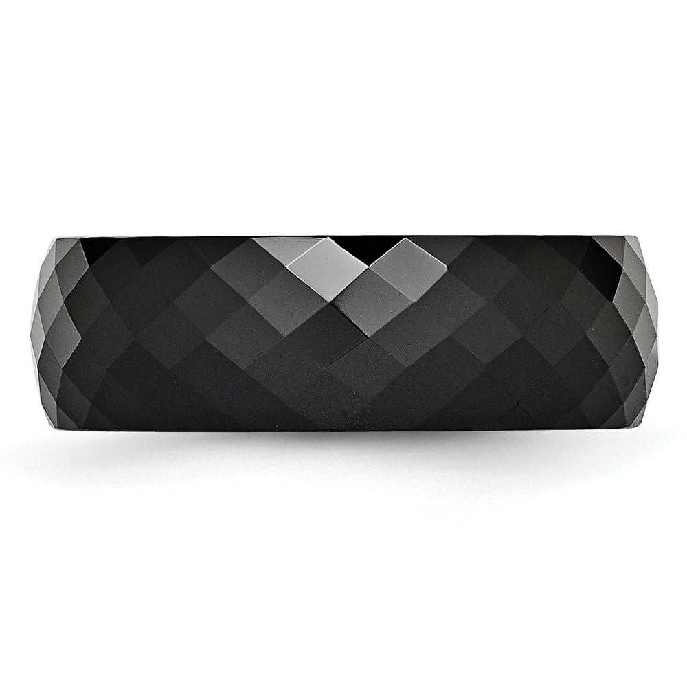 Ceramic Black Faceted 7.5mm Polished Band Size - 8