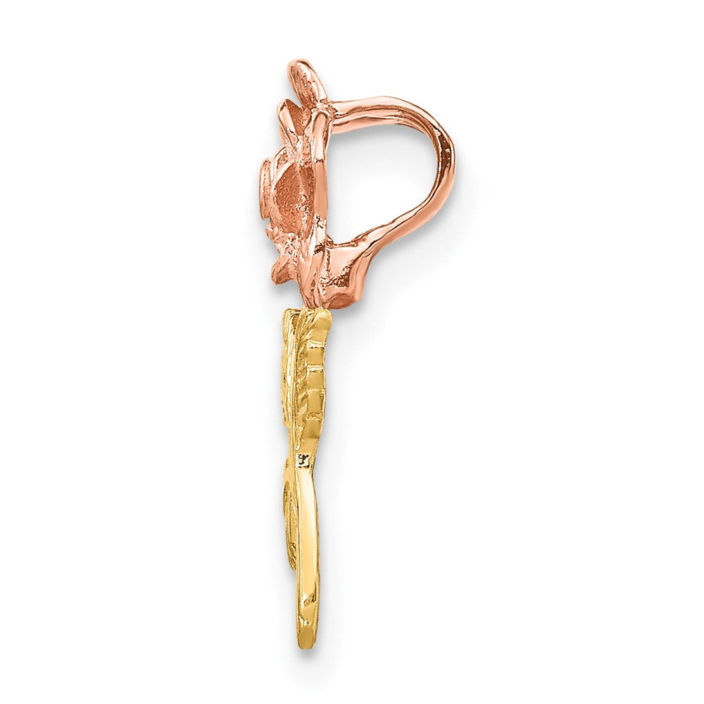 10K Two-tone Rose Flower Slide