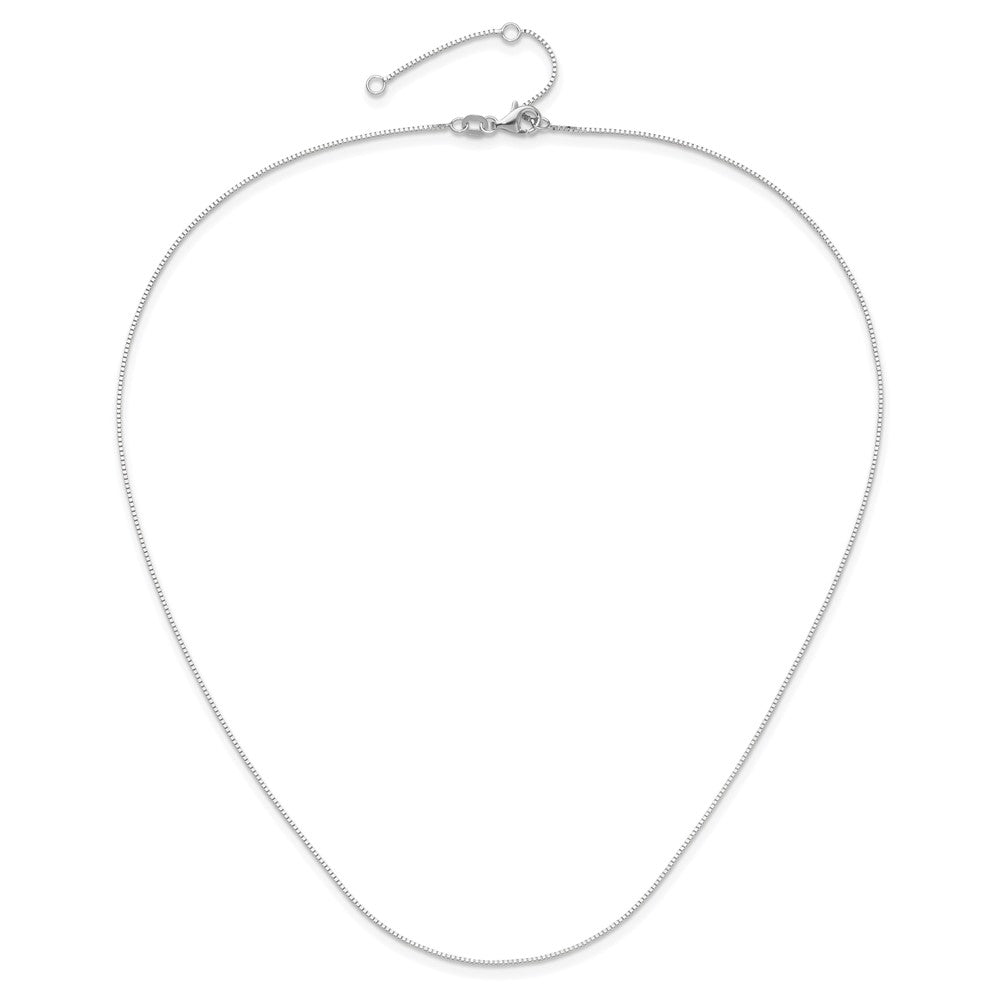 14K White Gold .7mm Box 1in+1in Adjustable Chain Adjustable