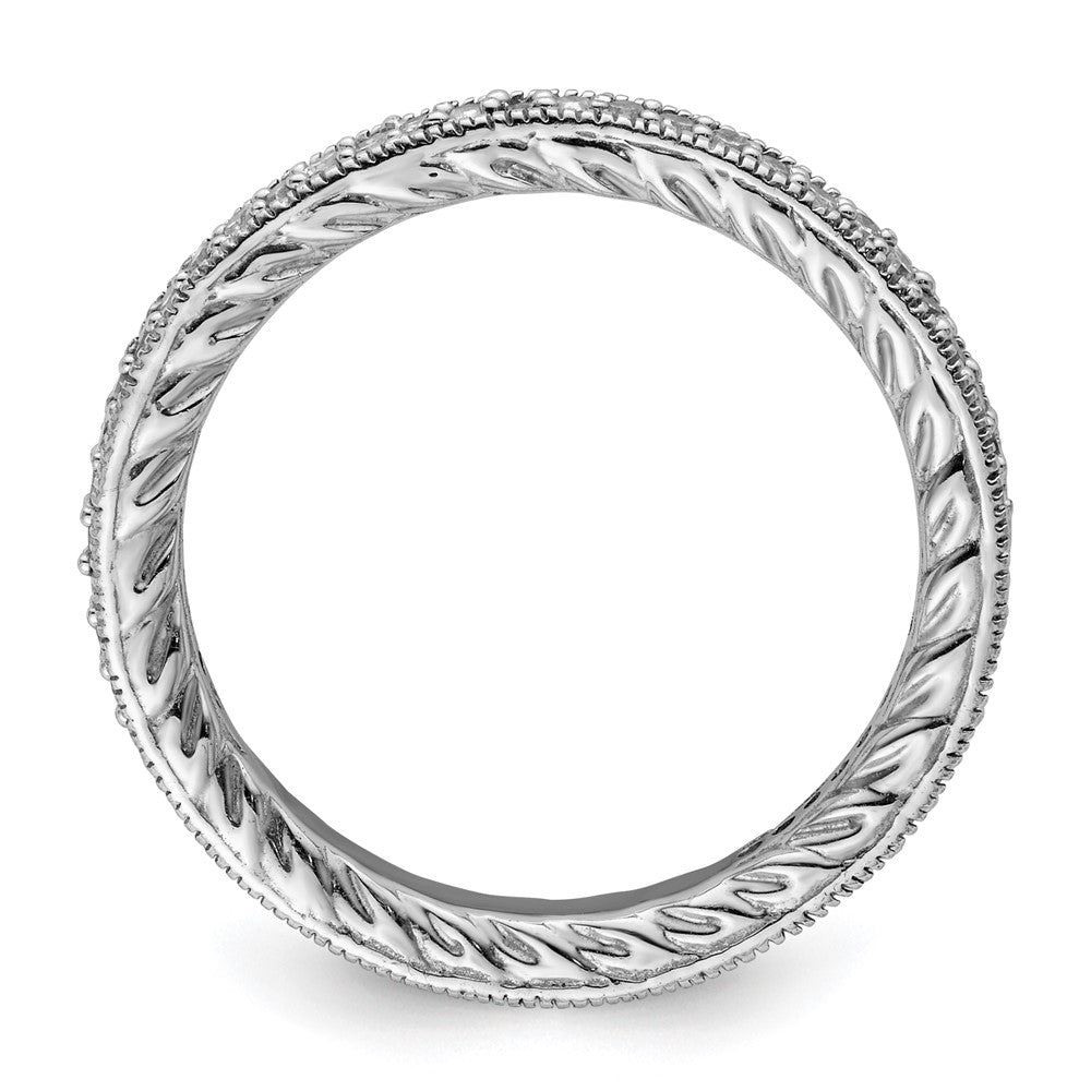Sterling Silver Stackable Expressions Polished Diamond Ring Size -10