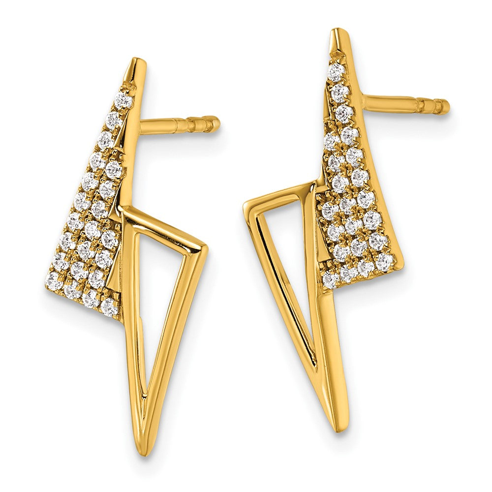 14K Gold Polished Diamond Geometric Fashion Post Earrings