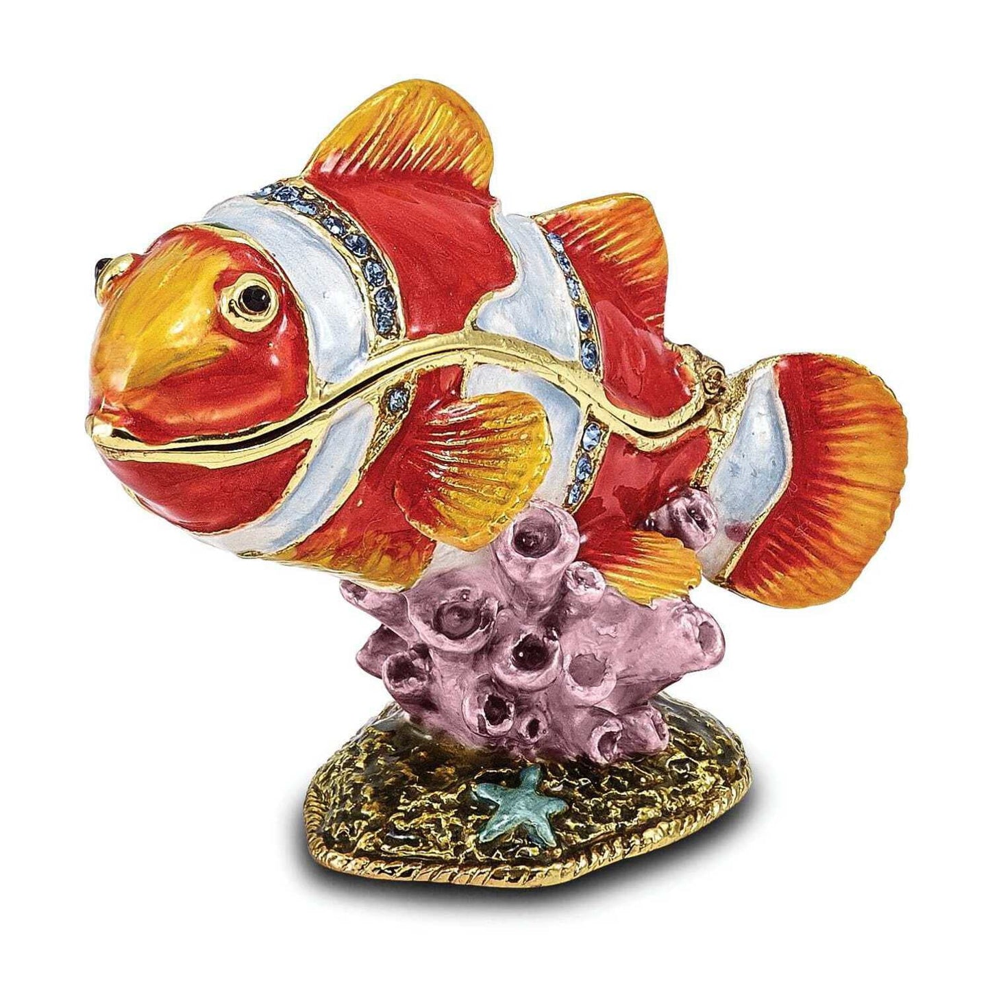 Pewter Enamel Clown Fish Trinket Box