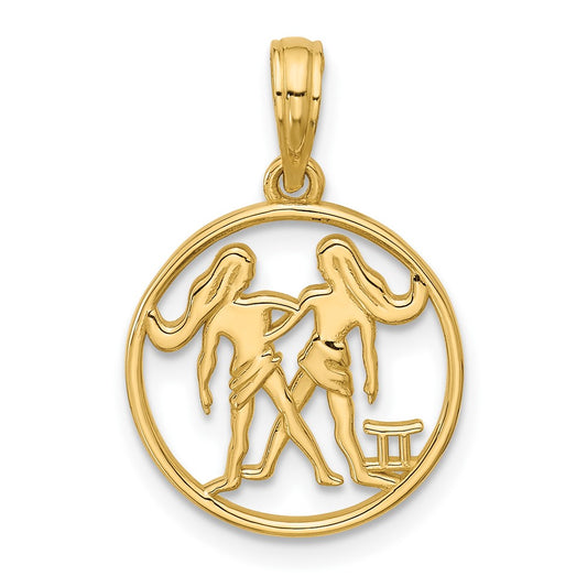14K Polished Round Gemini Pendant