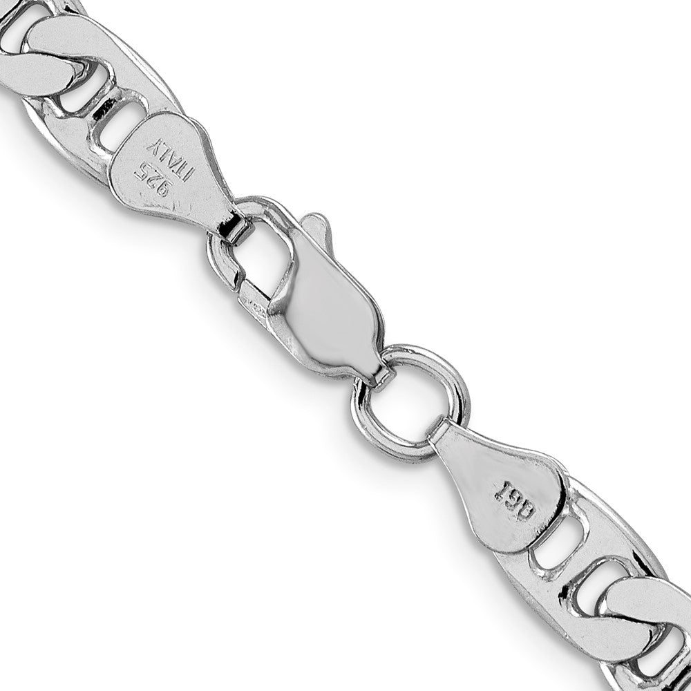 Sterling Silver Rhodium-plated 6.5mm Flat Anchor Chain 24 Inches