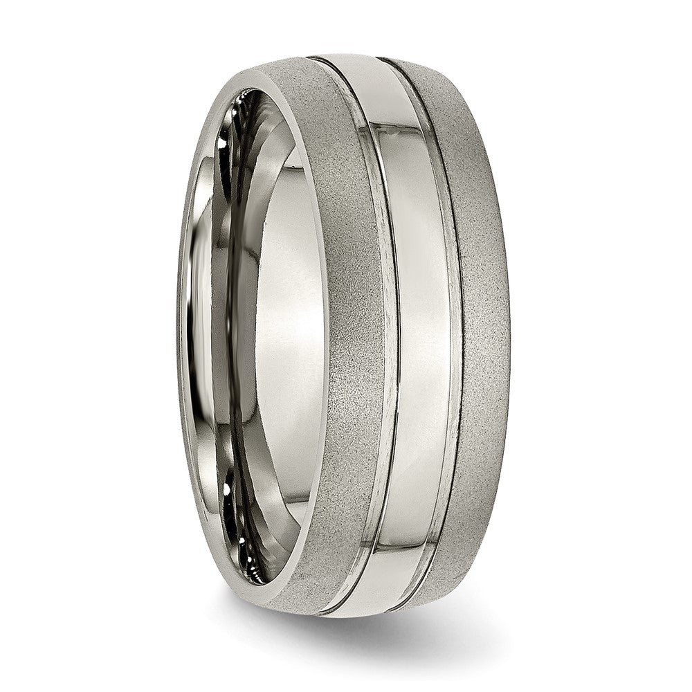 Titanium Brushed and Polished 8mm Grooved Band Size - 6