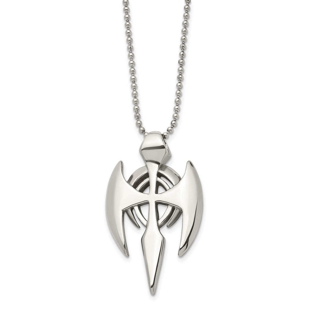Stainless Steel Polished Gothic Cross 24in Necklace