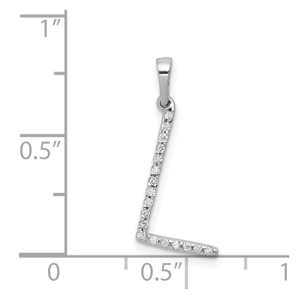 14K White Gold Diamond Letter L Initial Pendant