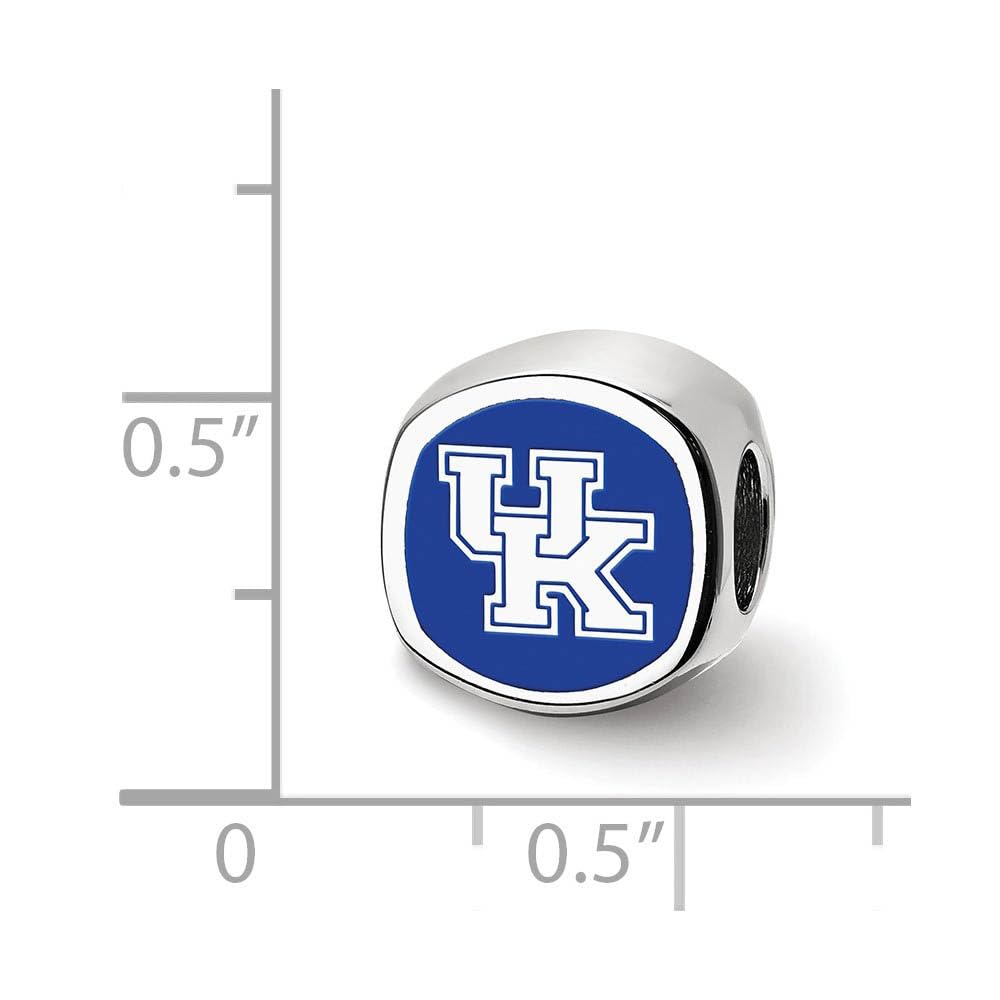 Sterling Silver The U of Kentucky UK Cushion Shaped Bead Charm