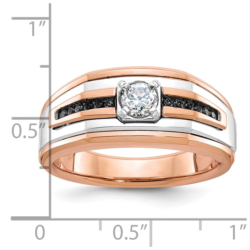 14k Two-tone White/Rose IBGoodman Men's 1/2 carat Black/White Diamond Complete Ring