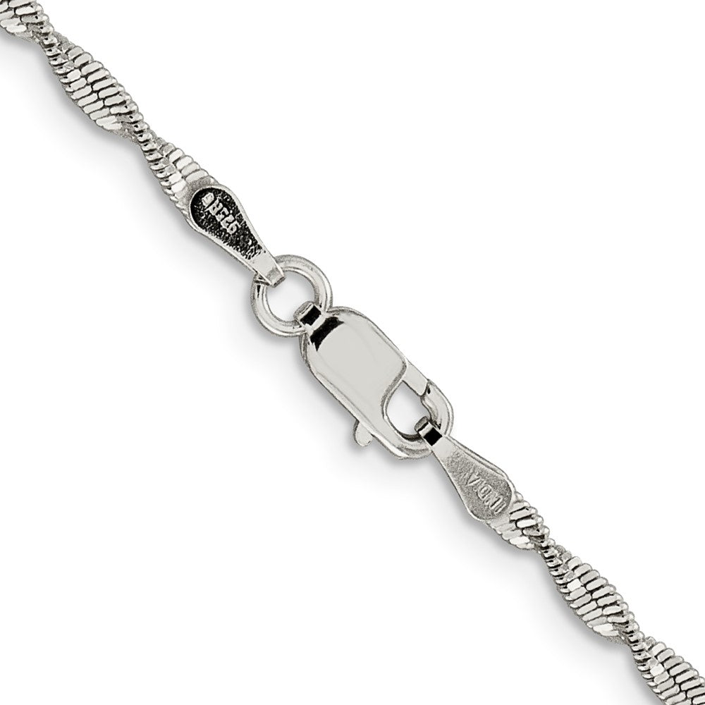 Sterling Silver 2mm Twisted Herringbone Chain 24 Inches