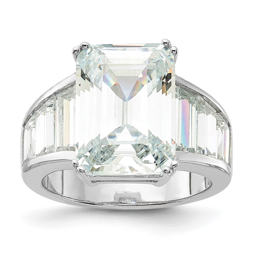 Sterling Silver Rhodium Plated CZ Ring