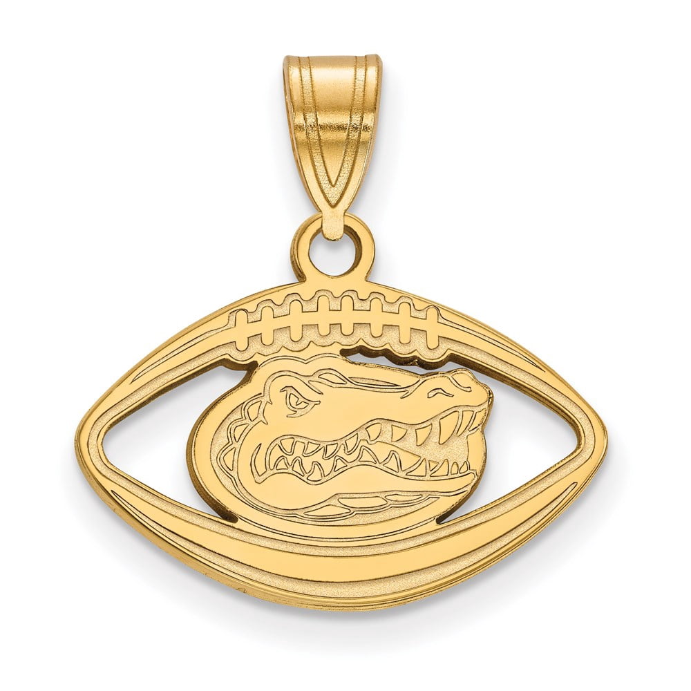 Sterling Silver Gold-plated LogoArt University of Florida Gator Football Pendant Q-GP018UFL