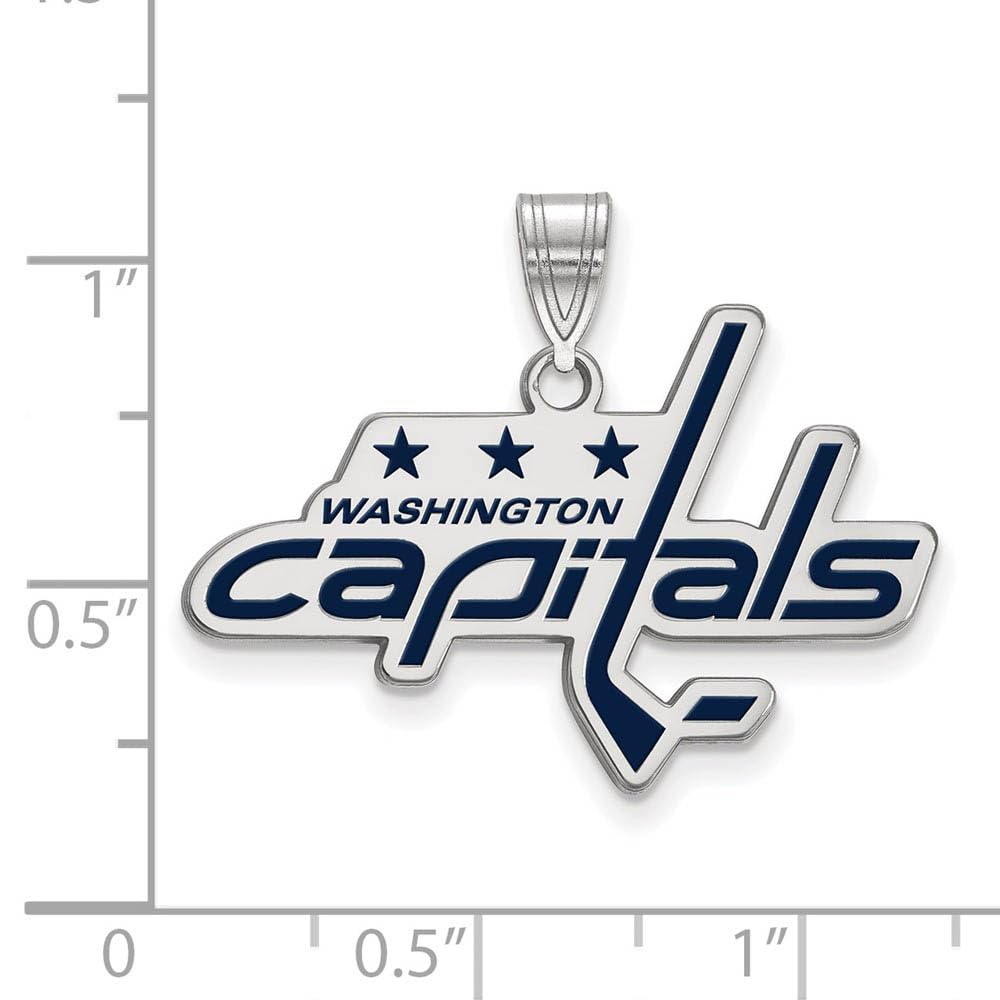 LogoArt NHL Washington Capitals Sterling Silver Large Enamel Pendant