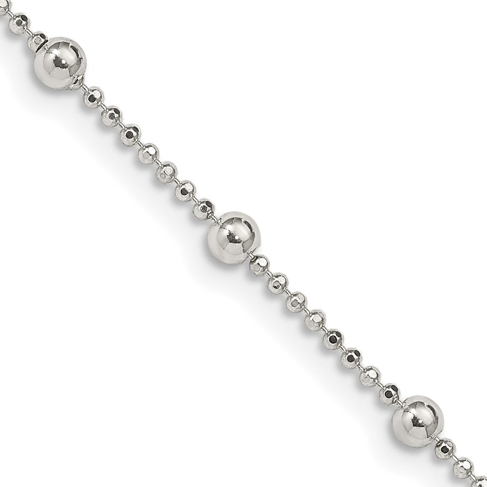 Sterling Silver 1.15mm Diamond-cut Fancy Beaded Chain 20 Inches