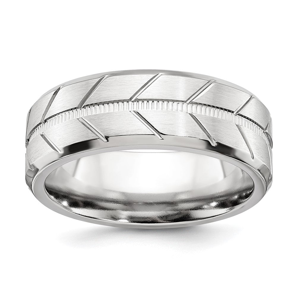 Cobalt Brushed and Polished Beveled 8mm Band Size - 13
