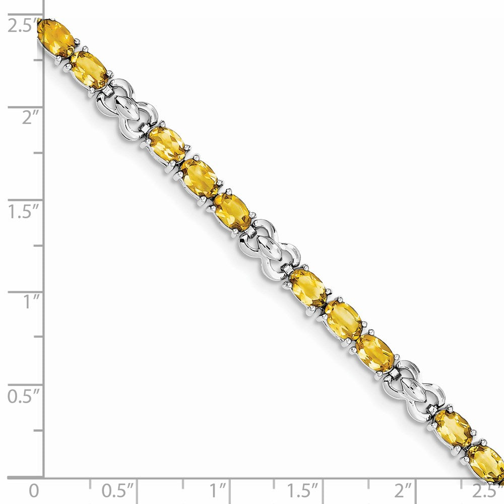 Sterling Silver Rhodium-plated Citrine Bracelet 7 inches