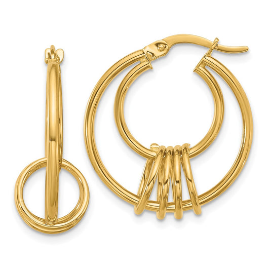 14K Polished Fancy Hoop Earrings