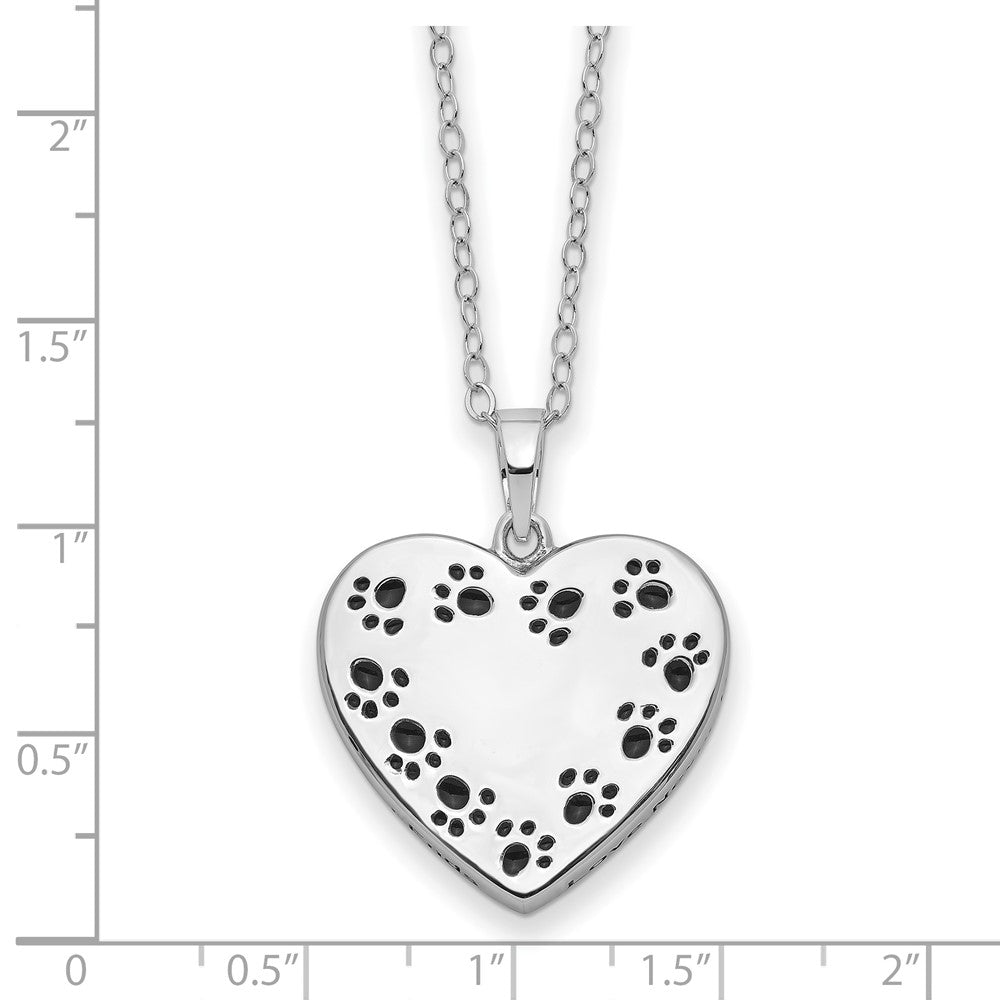 Sentimental Expressions Sterling Silver Rhodium-plated Antiqued Love Never Ends Pet Ash Holder 18 Inch Necklace 18 Inches