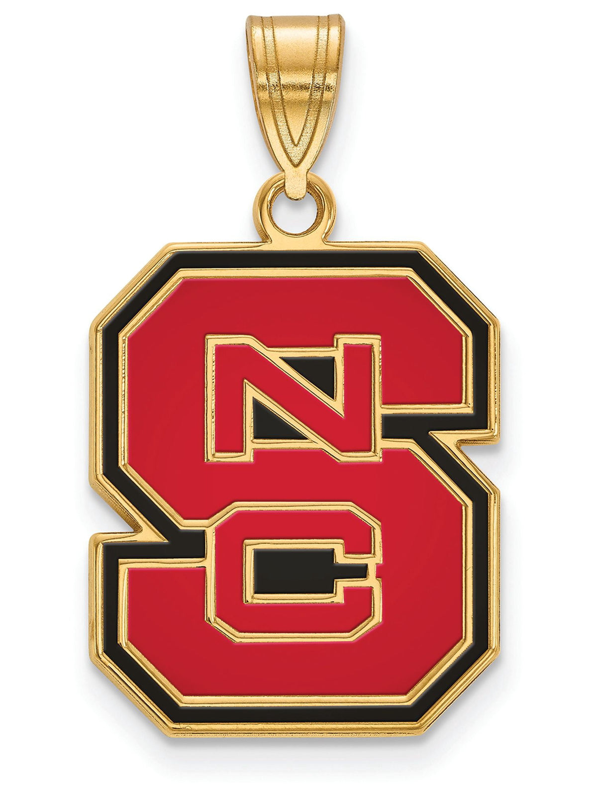 Sterling Silver Gold-plated LogoArt North Carolina State University N-C-S Large Enameled Pendant Q-GP032NCS