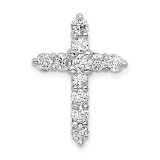 14k White Gold 1 carat Lab Grown Diamond VS/SI+ G+ Cross Chain Slide Pendant