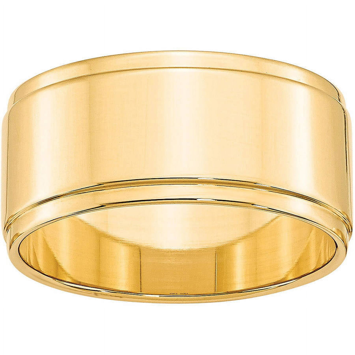 14k Yellow Gold 10mm Flat with Step Edge Wedding Band Size 10
