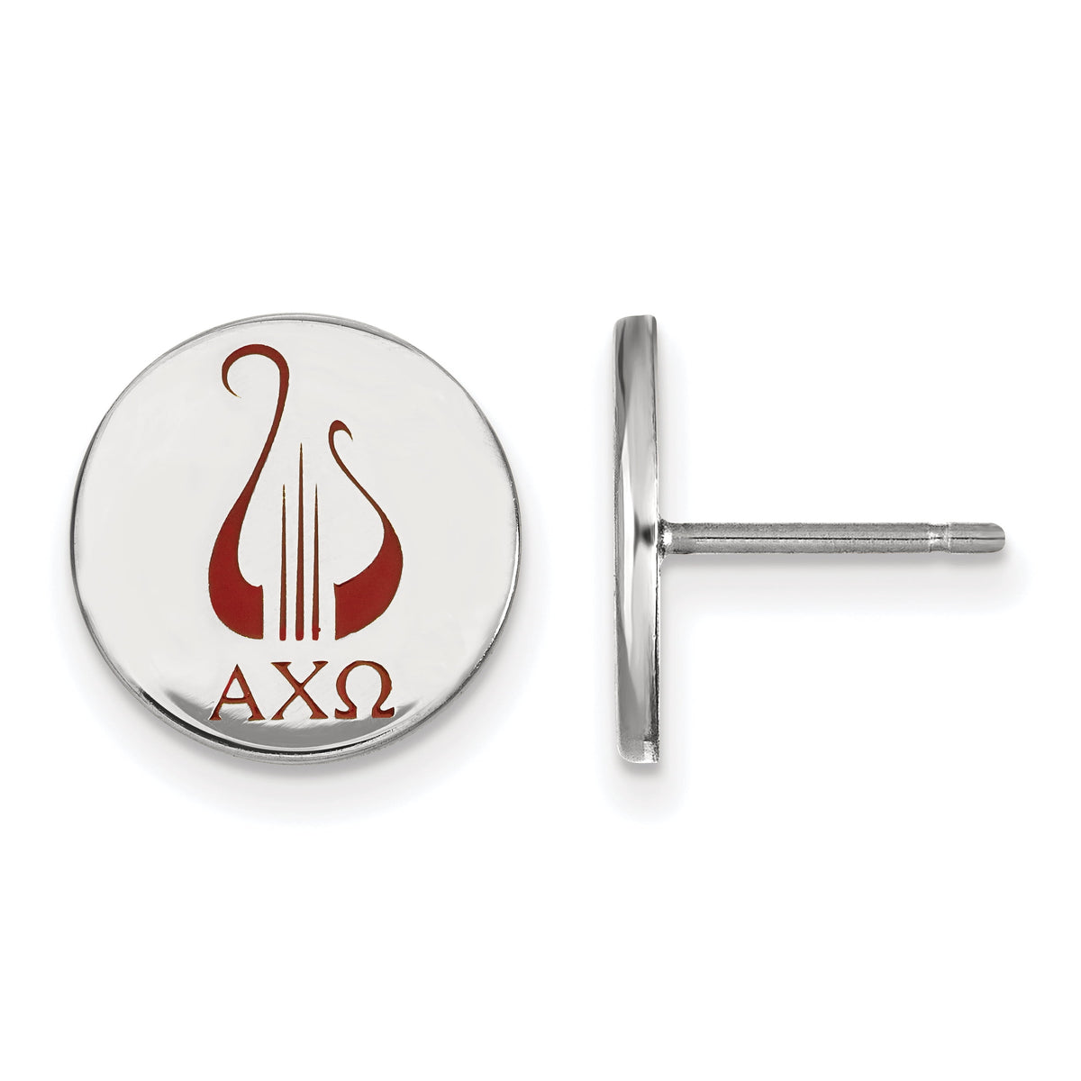 Sterling Silver Official Licensed Greek Sororities Alpha Chi Omega (???) Enameled Post Earrings