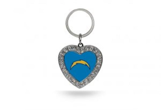 NFL LA Chargers Rhinestone Heart Key Ring QGC7946