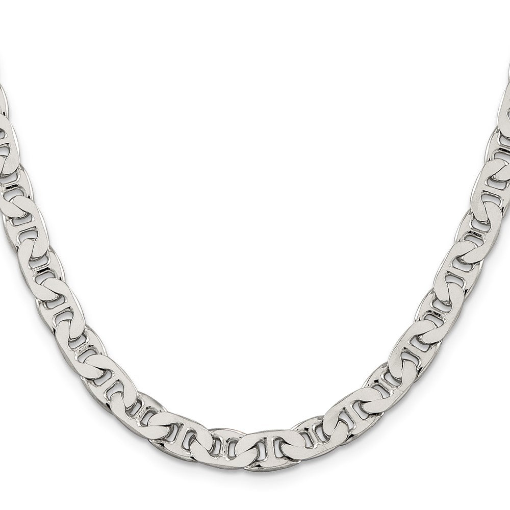 Sterling Silver 6.5mm Flat Anchor Chain 24 Inches