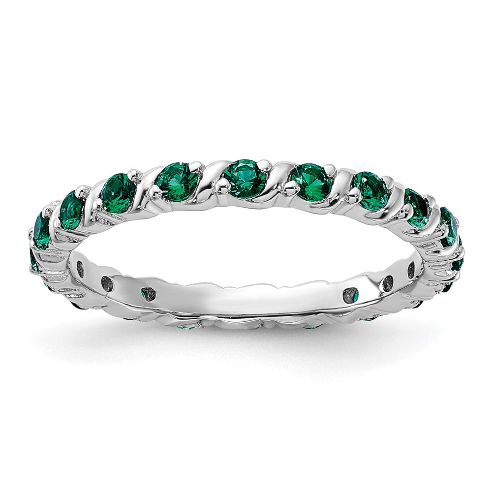 Sterling Silver Stackable Expressions Created Emerald Ring