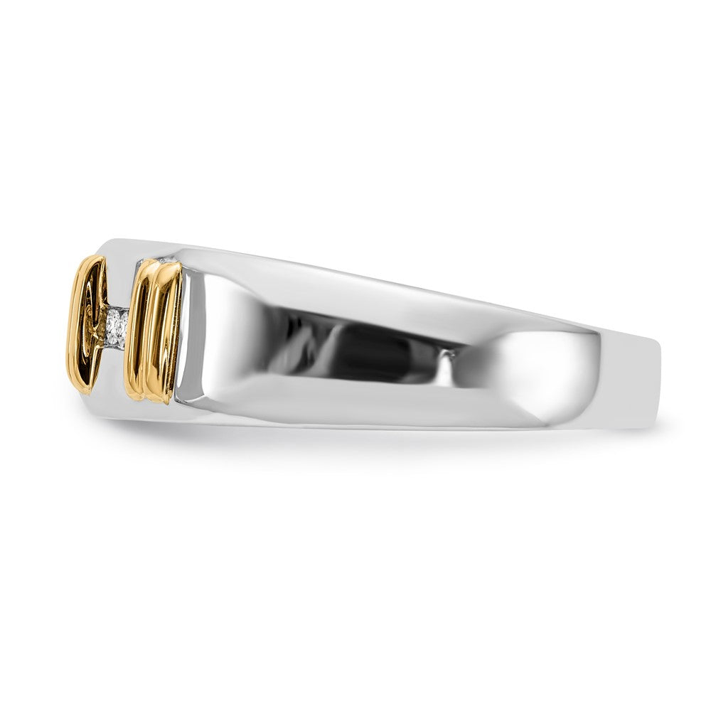 10K Two-tone Polished & Satin Diamond Band