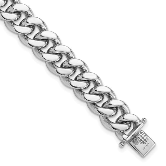 Sterling Silver Rhodium-plated Curb Link Men's 8.5in Bracelet 8.5 inches