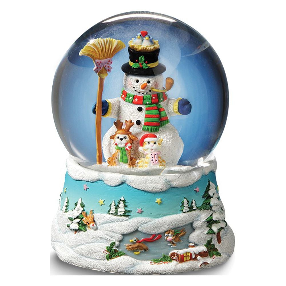 San Francisco Music Box Gary Patterson Happy Holidays (Plays Jingle Bells) Snowman Snow Globe QGM22050