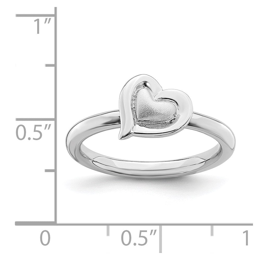Sterling Silver Stackable Expressions Rhodium Heart Ring Size -9