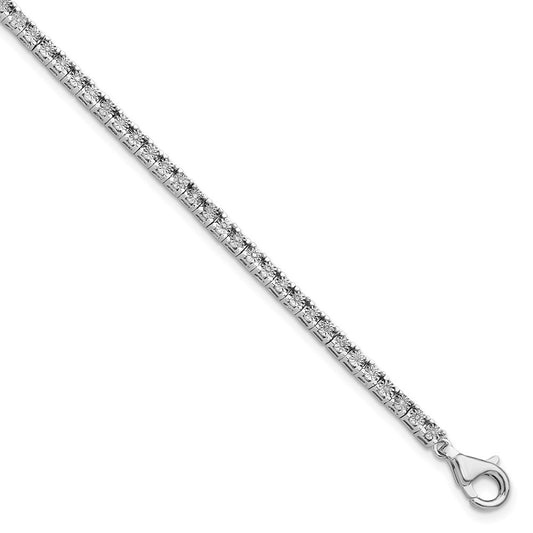 Sterling Silver Rhodium-plated Diam. Tennis Bracelet 7 inches