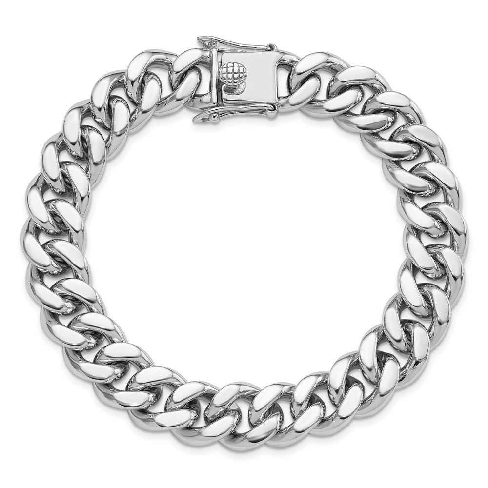 Sterling Silver Rhodium-plated Curb Link Men's 8.5in Bracelet 8.5 inches