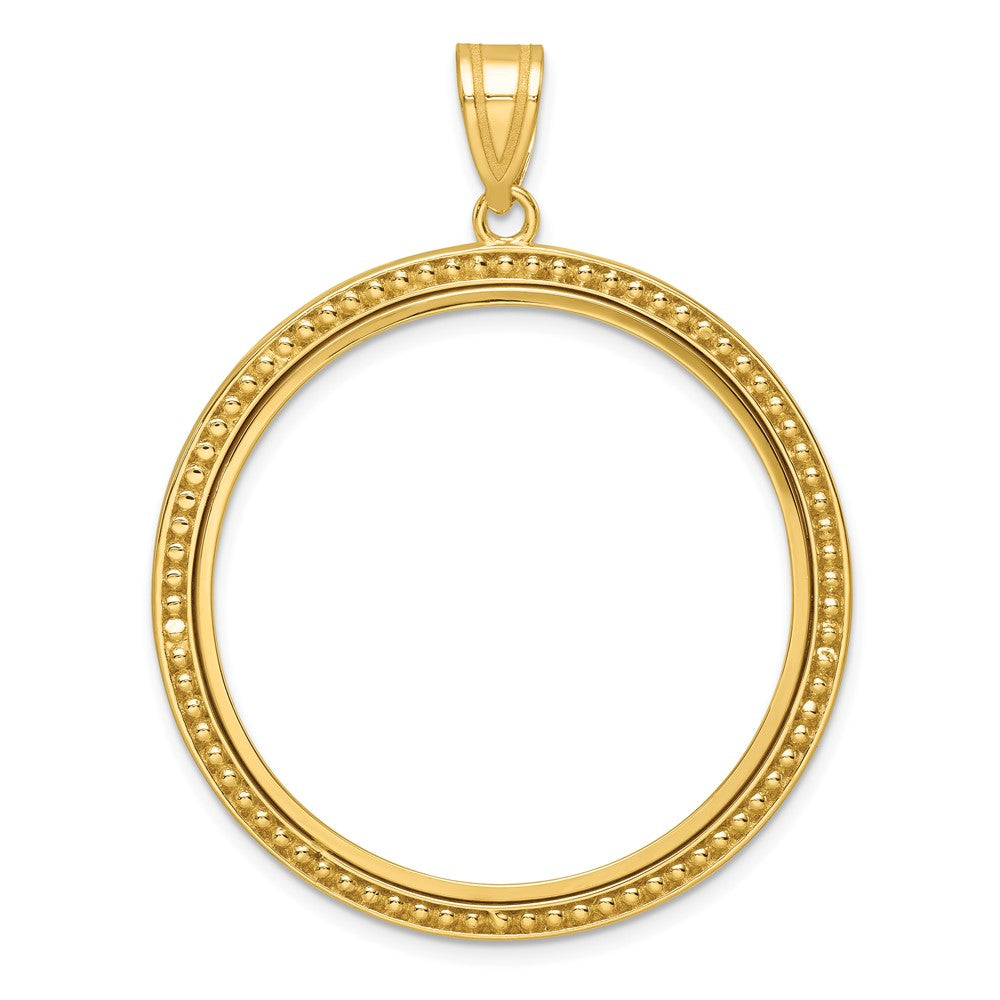 Wideband Distinguished Coin Jewelry 14k Polished and Beaded 32.0mm Prong Coin Bezel Pendant