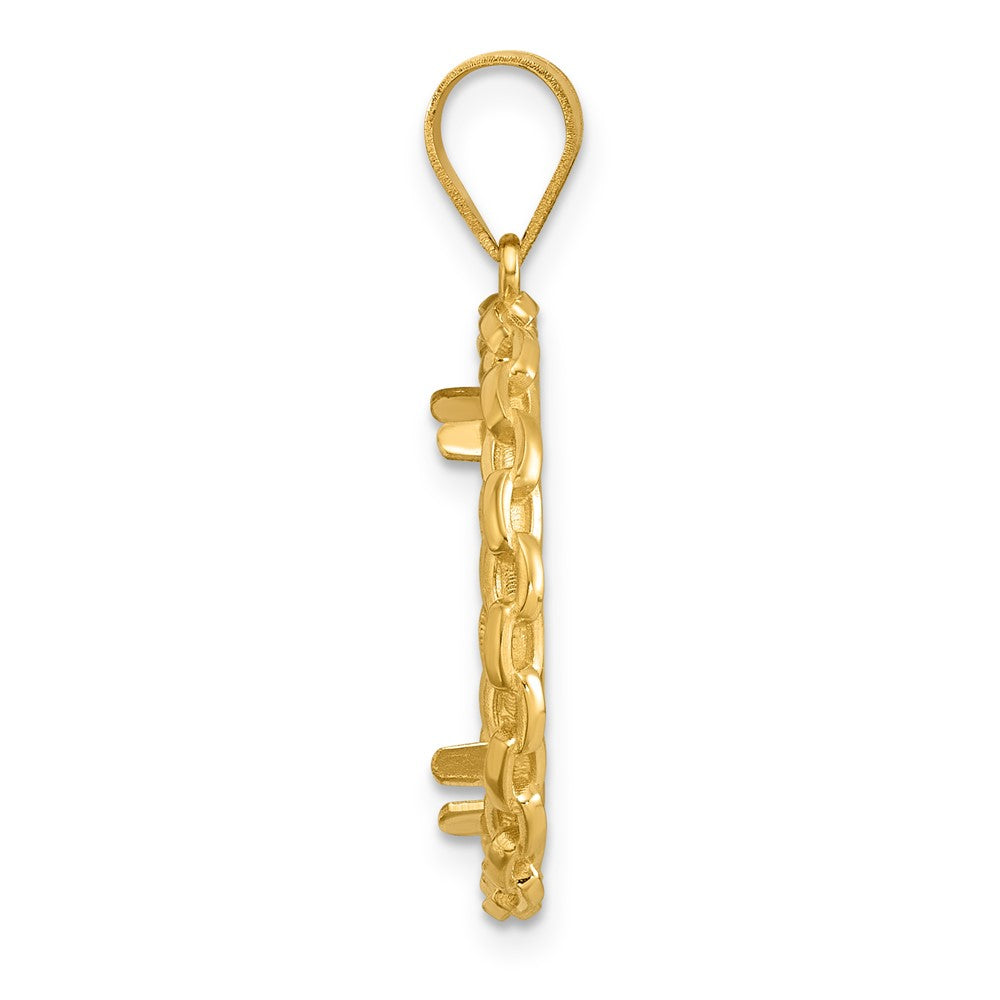 14k Polished Box with 18.0mm Prong Coin Bezel Pendant
