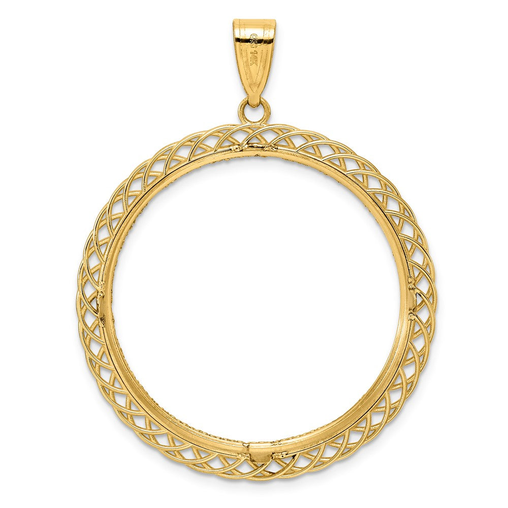 14k Diamond Cut Triple Loop with 32.7mm Prong Coin Bezel Pendant