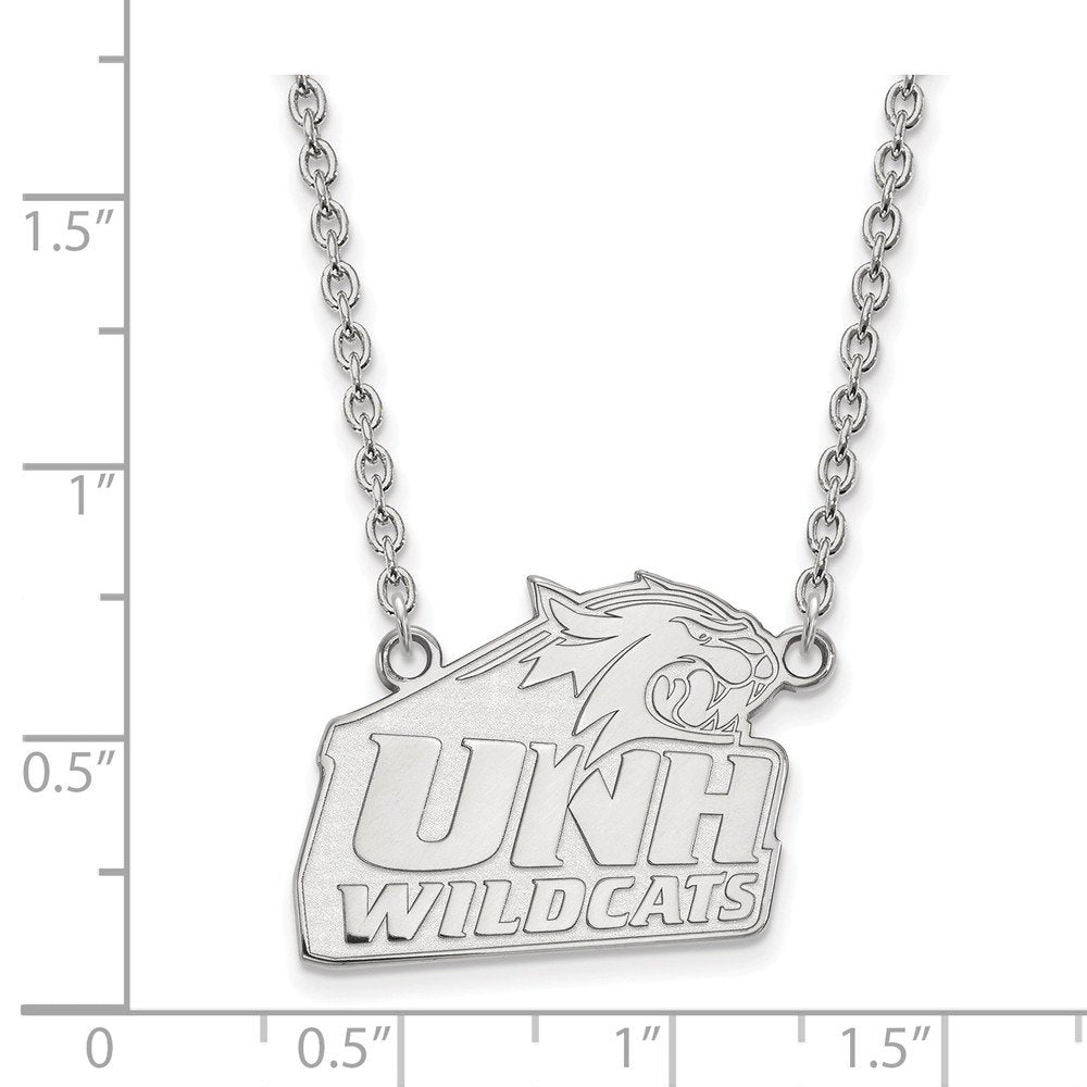 Sterling Silver Rhodium-plated LogoArt University of New Hampshire Large Pendant 18 inch Necklace QSS006UNH-18