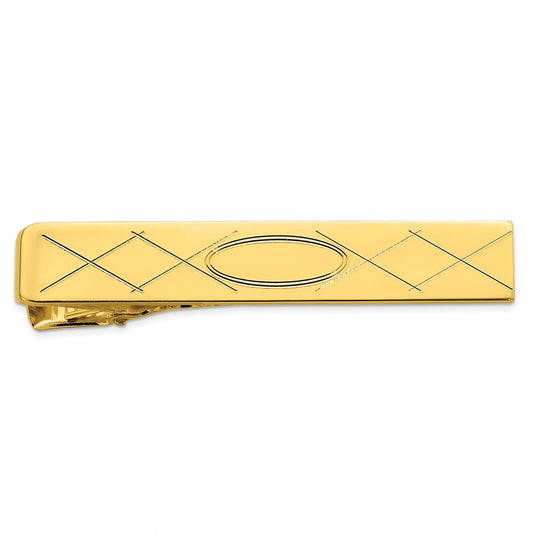 Kelly Waters Gold-plated with Criss Cross and Oval Center Tie Bar
