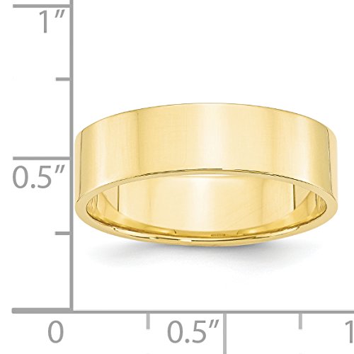 10k Yellow Gold 6mm Lightweight Flat Wedding Band Size 8