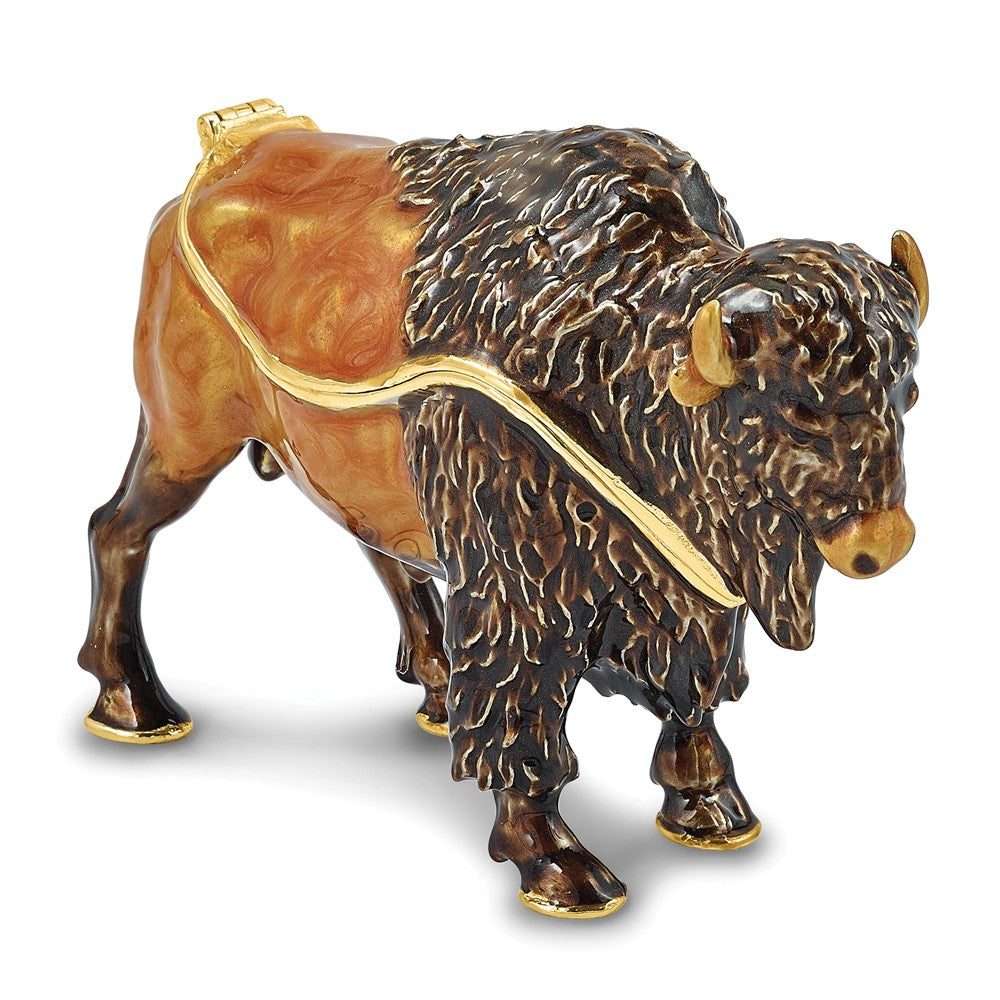 Luxury Giftware by Jere Bejeweled BOVID Buffalo Trinket Box with Matching 18 inch Necklace