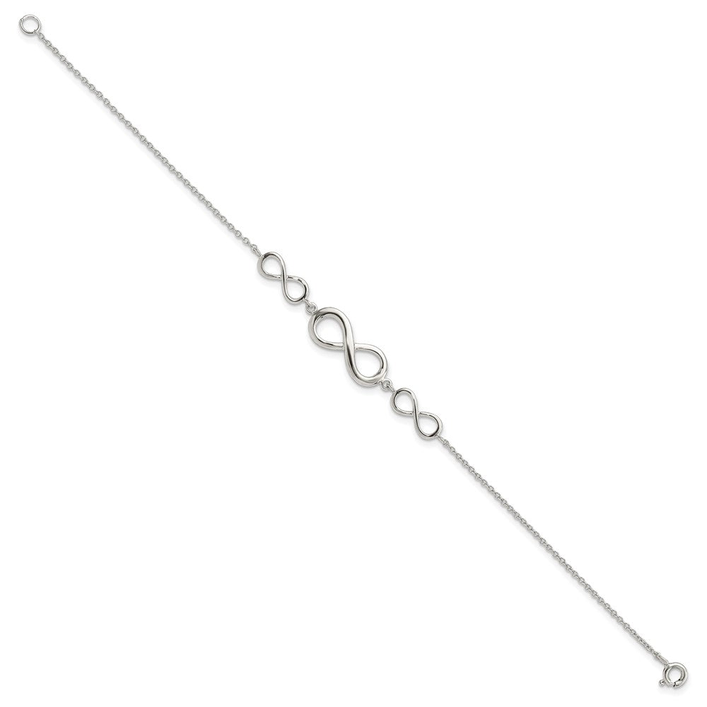 Sterling Silver Rhodium-plated Polished Infinity Symbol Bracelet 7.25 inches