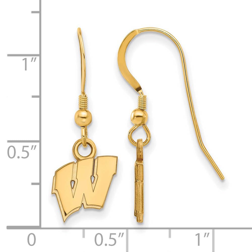 Women's Wisconsin Badgers Gold Plated XS Dangle Earrings