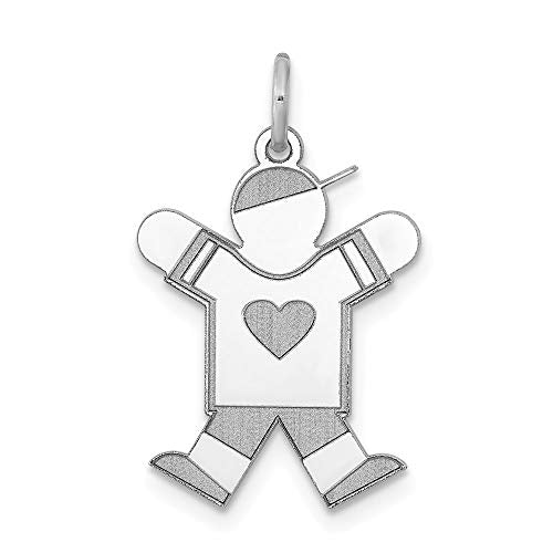 Sterling Silver Rhodium-plated Kid Charm