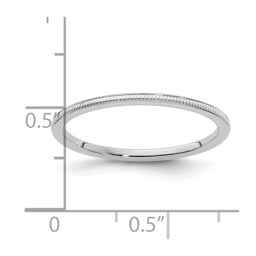10K White Gold 1.2mm Milgrain Stackable Band Size 6