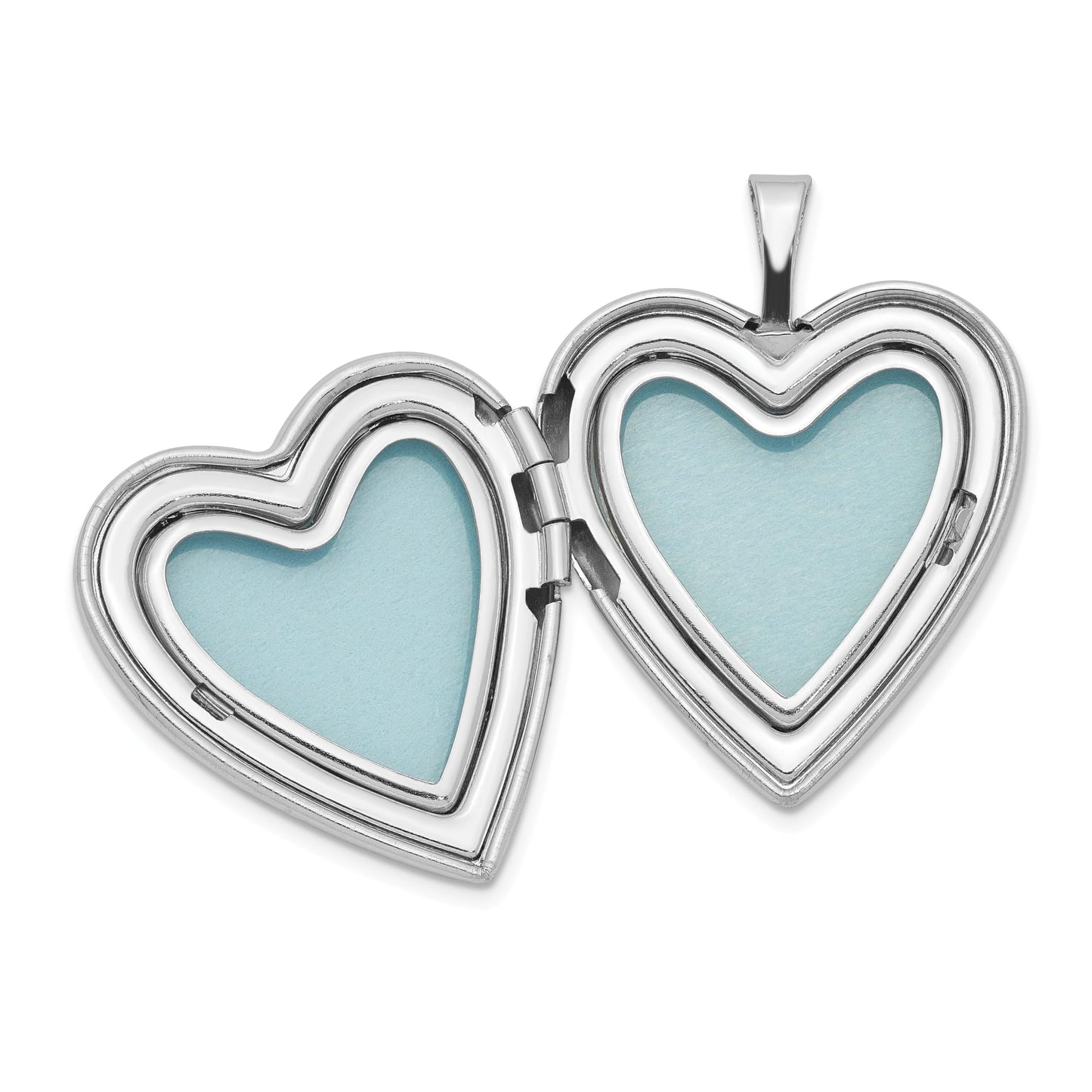Sterling Silver Rhodium-plated 20mm Polished Swirl Heart Locket