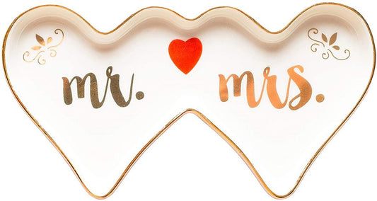 Double-Hearted Ceramic Trinket Plate and Decorative Jewelry Dish