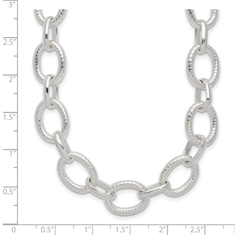 Sterling Silver Polished Fancy Link Necklace 18 Inches